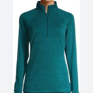 Torrid Size 2 Activewear 1/4 Zip Top Green Black Long Sleeve Layering NWOT